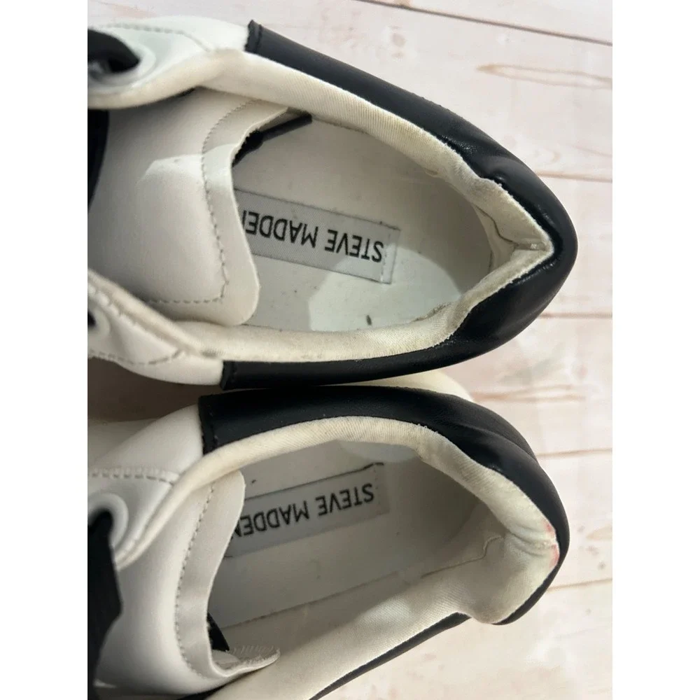 Steve Madden Gaines White Faux Leather Chunky Women's Platform Sneakers Sz 4M